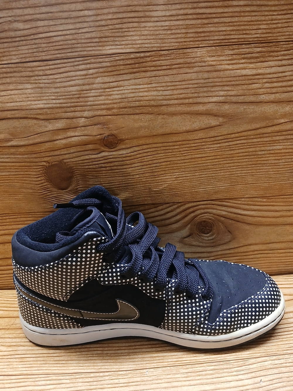 Nike Air Jordan Men’s Black and White Polka-Dot High-Top Sneakers